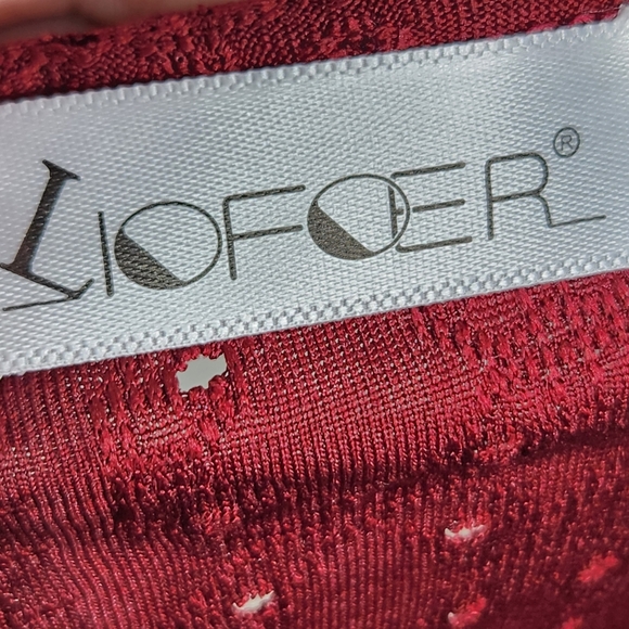 Liofoer NWT Red w/Cream Accent Front Neckline & Cuffs V Neck BOHO Top Size Large - Picture 7 of 12